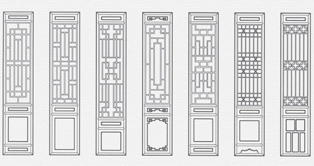 建德常用中式仿古花窗图案隔断设计图